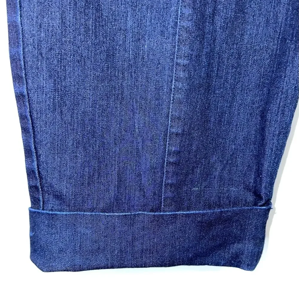 ModCloth Dark Wash Denim Center Seam Cropped Retro Pull On Capris Size 1X